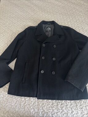 Express Men's Double-Breasted Wool Peacoat - Black